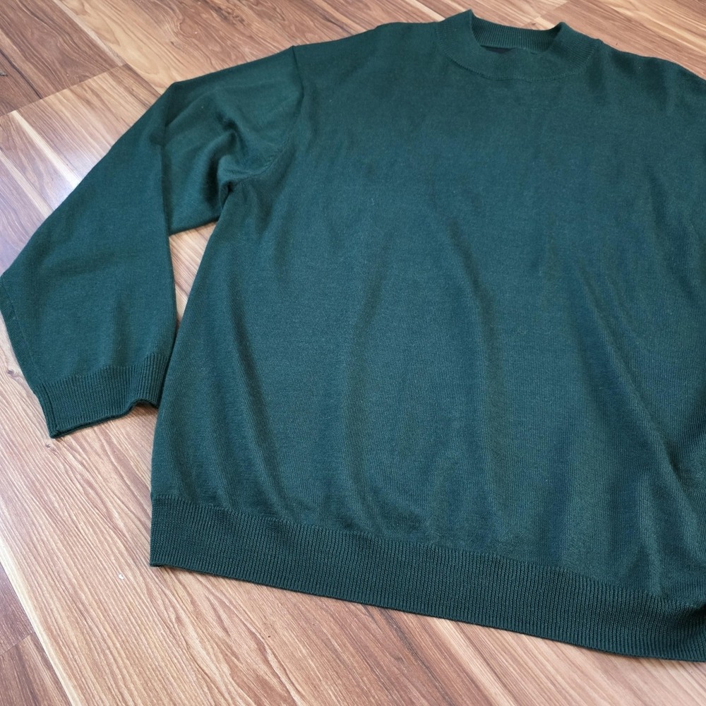 Kenneth Cole Sweater Mens Big & Tall 4XLT Green Mock Neck Wool Blend Pullover - Picture 3 of 7